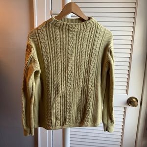 Muji- Muted Green Cotton Cable Knit Sweater